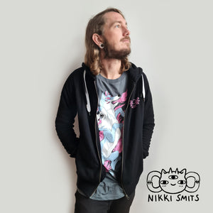 Zip-up hoodie Axolotl - 100% organic cotton