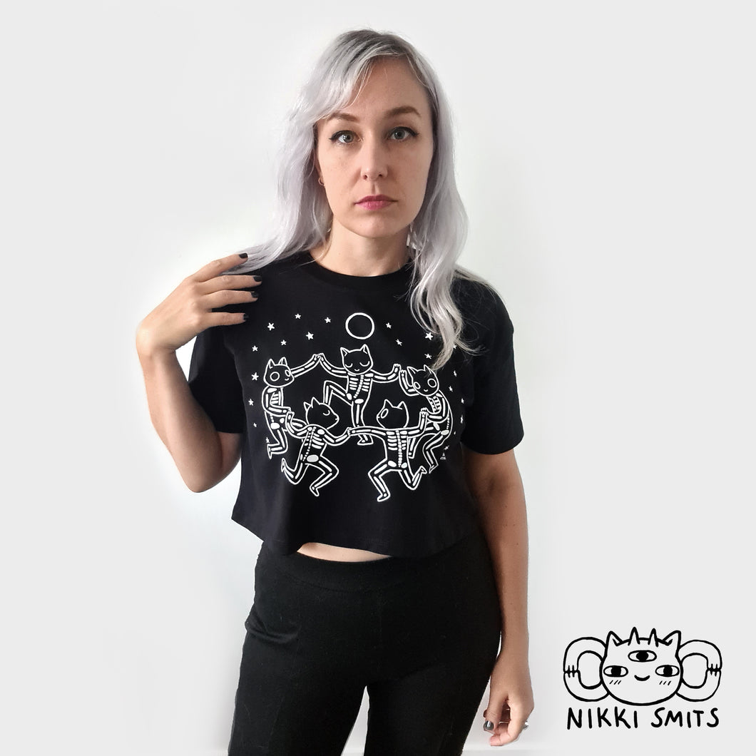 Crop Top with Kitty Coven - 100% organic cotton