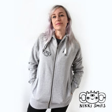 Afbeelding in Gallery-weergave laden, Zip-up hoodie Demon Cat - 100% organic cotton
