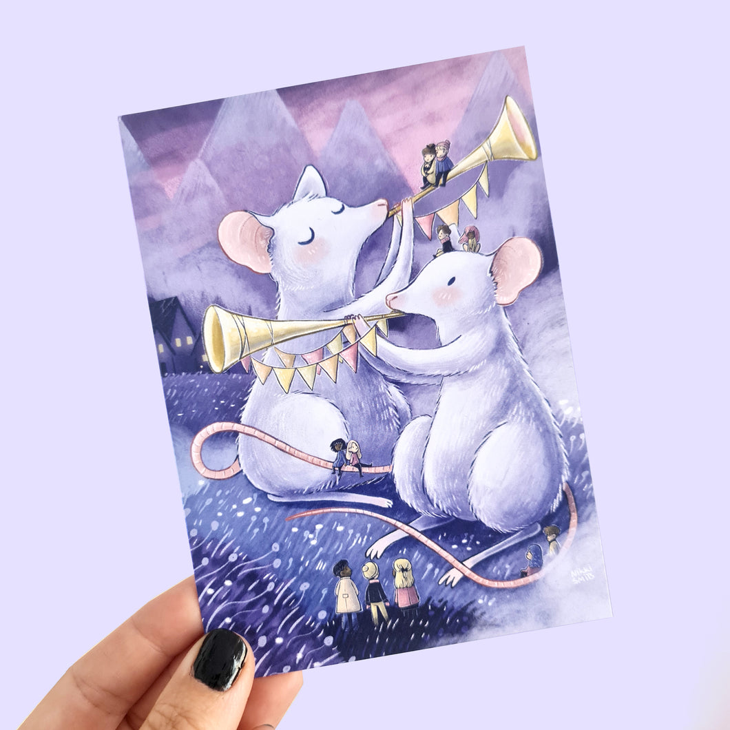 Single Postcard Rat Party