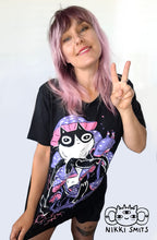 Afbeelding in Gallery-weergave laden, T-shirt with Mushroom Cat, Will-o'-Wisp - 100% organic cotton
