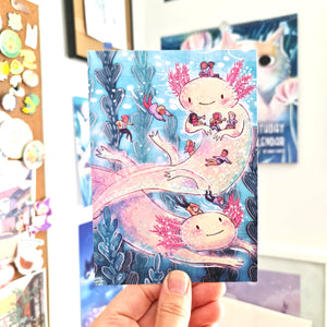 Single Postcard Axolotl Party