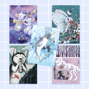 Set of 5 winter postcards