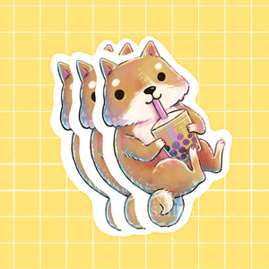 Set of 3 Cute Shiba Inu Boba Tea Stickers