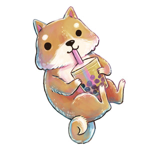 Set of 3 Cute Shiba Inu Boba Tea Stickers