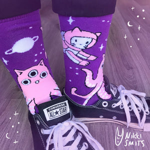 Socks with Space Cat