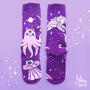 Socks with Space Cat