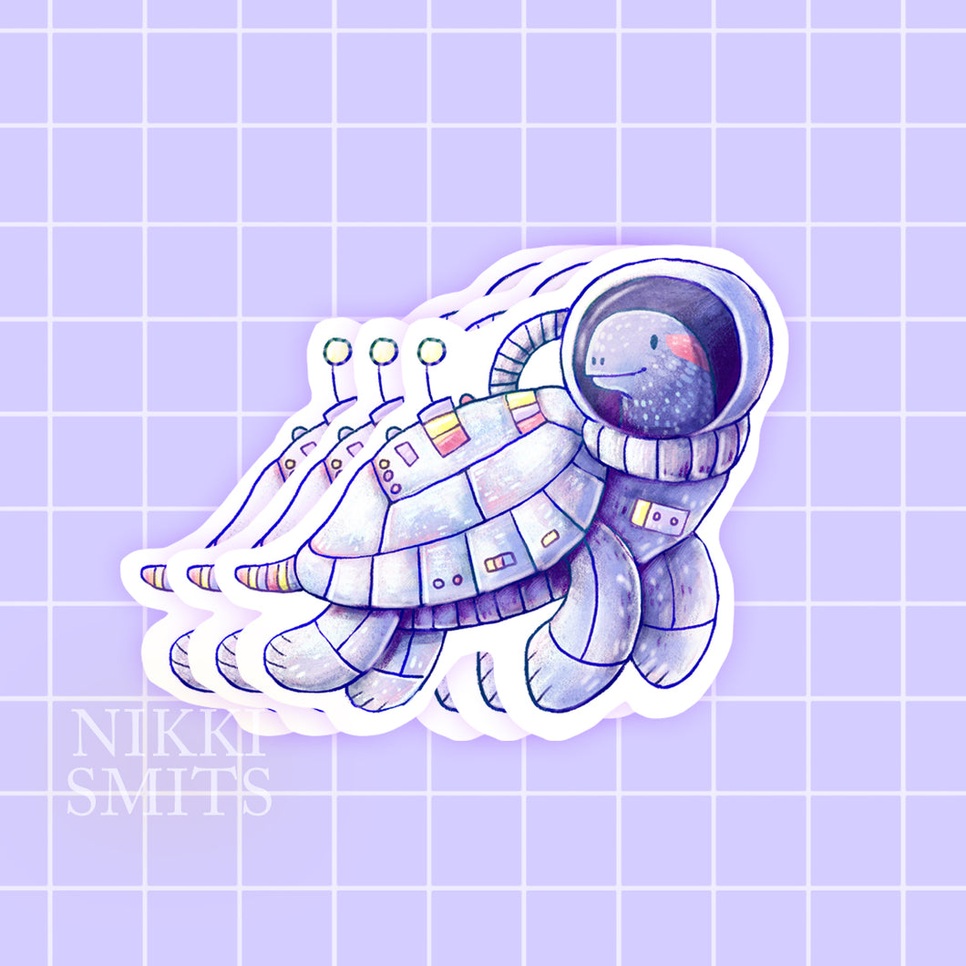 Set of 3 Cute Space turtle stickers