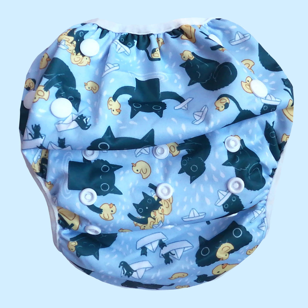 Washable Swimming Diaper Cats and Ducks - Blue SALE!